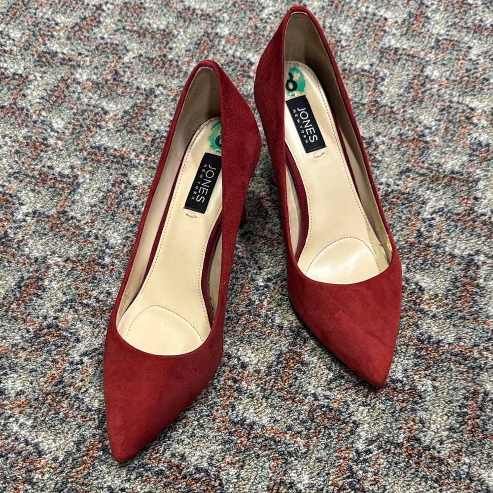 Crimson Red Suede Women's Heels by Jones New York